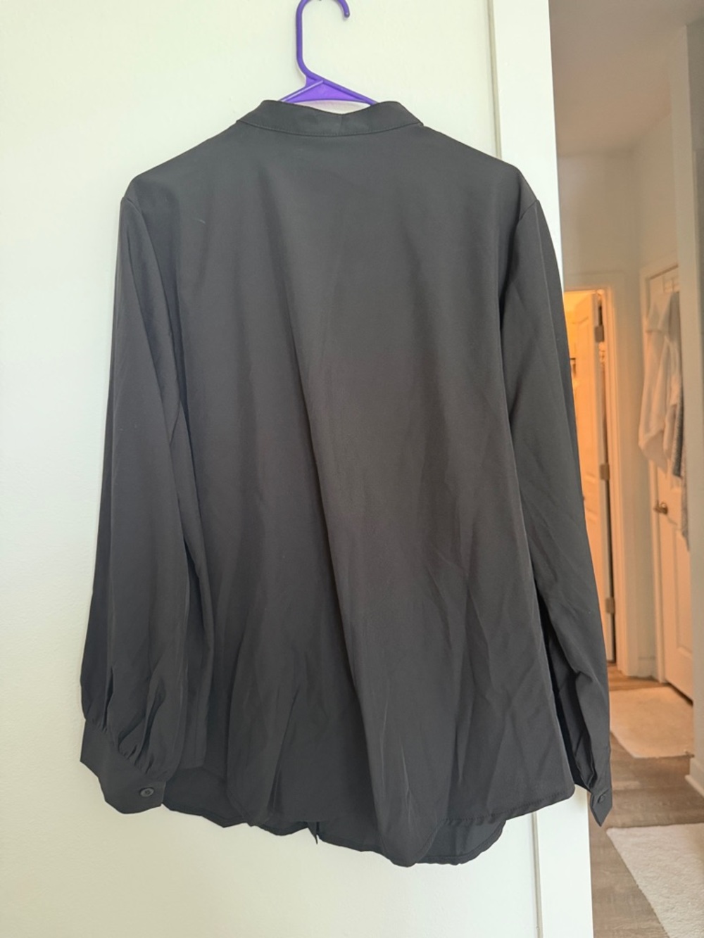 Black Ruffle Front Long-Sleeve Blouse - Picture 2 of 2